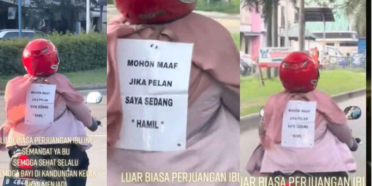 Wanita tampal nota masa bawa motor tarik perhatian