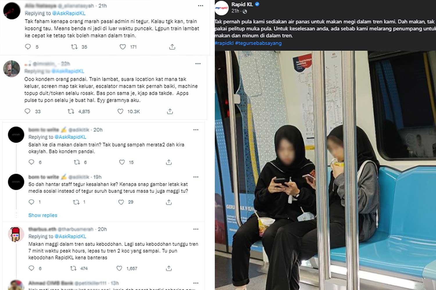 Rapid KL kena 'sekolah' balik dengan netizen selepas tegur penumpang